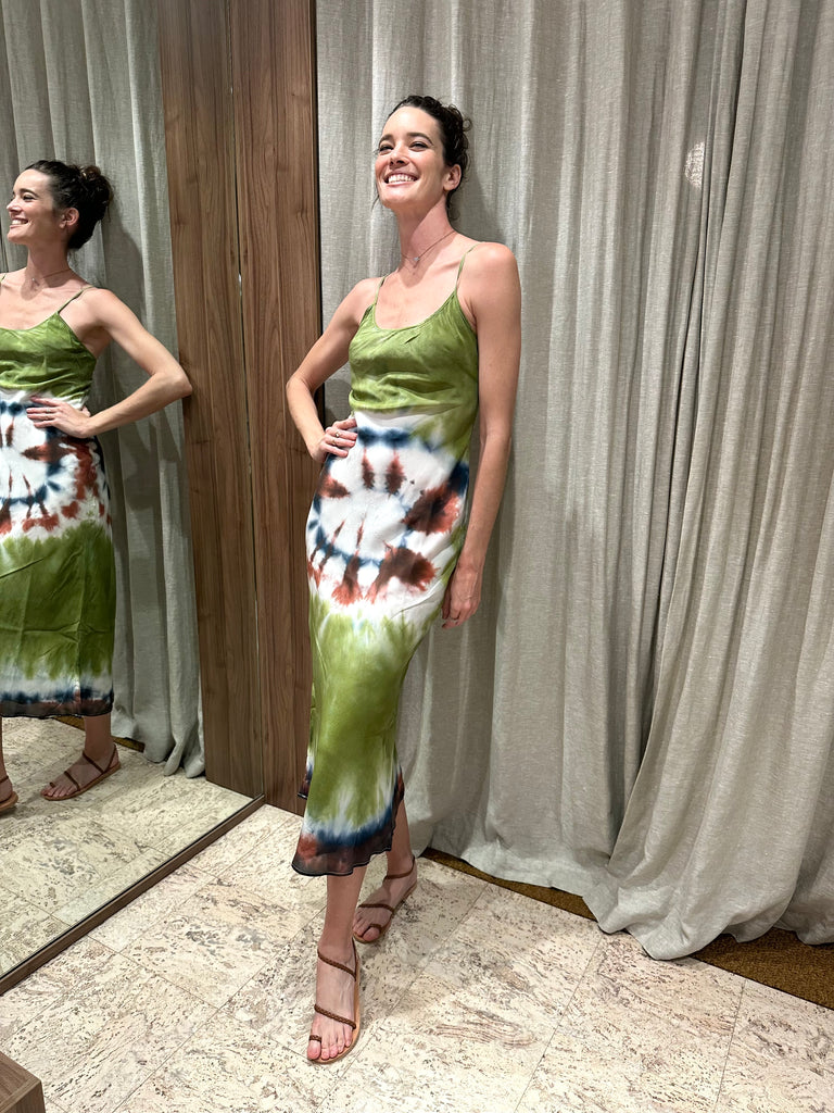 Silk Slip Dress Khaki