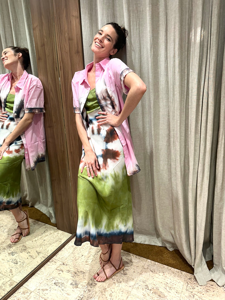 Silk Slip Dress Khaki