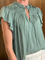 Agosta Flutter Sleeve Top in Sea Glass