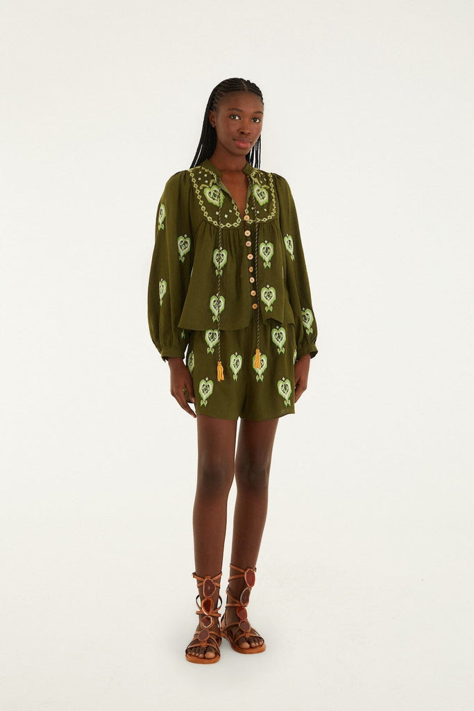 Heart Tapestry Embroidered Blouse