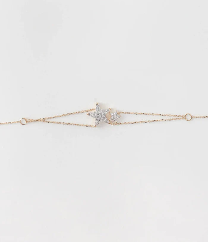 Lucina Double Star Diamond Bracelet Yellow Gold
