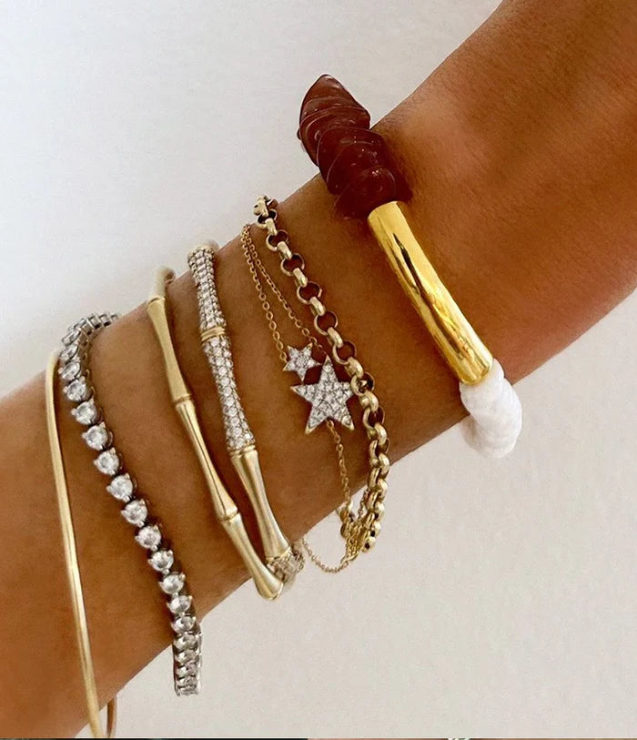 Lucina Double Star Diamond Bracelet Yellow Gold