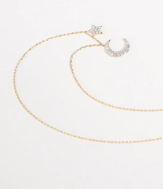 Asteria One Only Moon & Star Necklace Yellow Gold