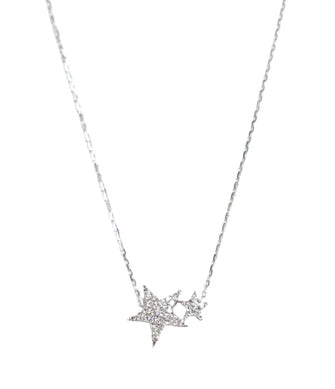 Hera Double Diamond Star Necklace White Gold
