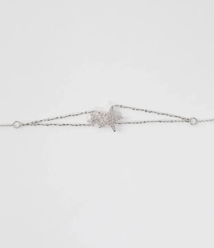 Lucina Double Star Diamond Bracelet White Gold