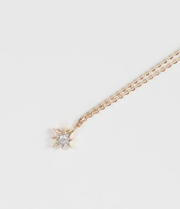 18ct Single Star Diamond Necklace Yellow Gold