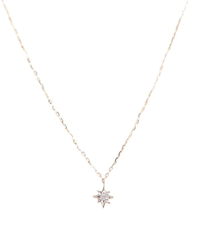 18ct Single Star Diamond Necklace Yellow Gold