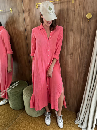 Boden Dress Gauze Sunset Coral