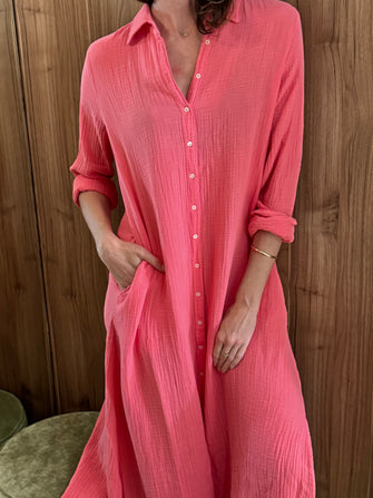 Boden Dress Gauze Sunset Coral