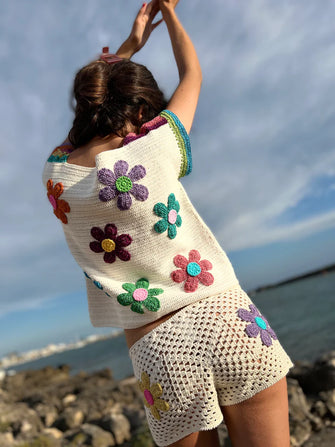French Flowers Hand Crochet Top