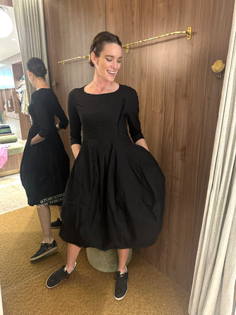 3/4 Sleeve Stretch  Dress Black