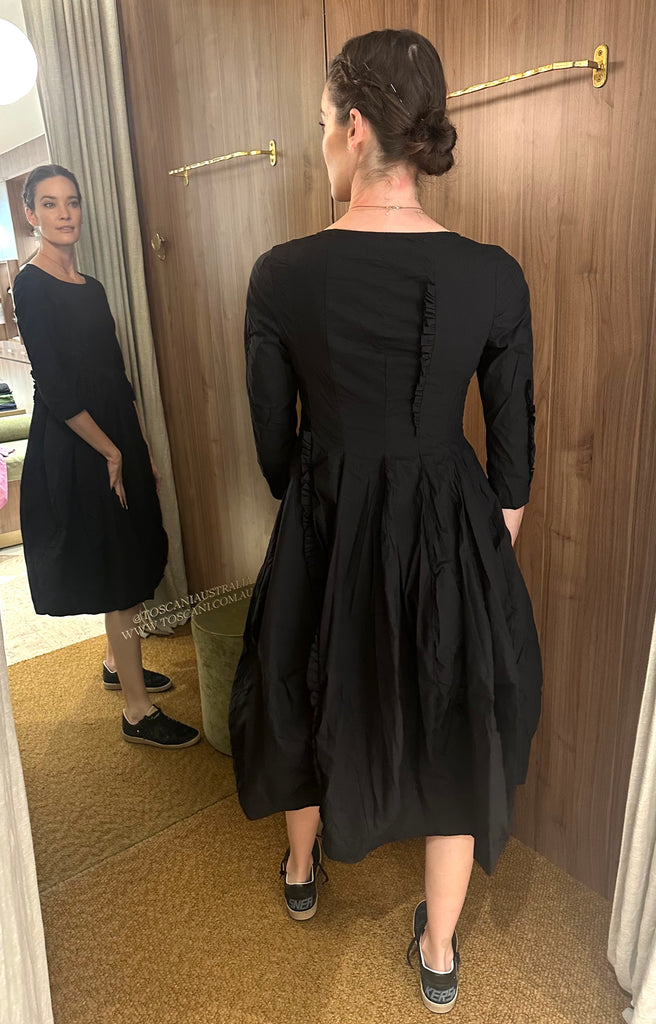 3/4 Sleeve Stretch  Dress Black