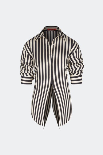 Loch Poplin Button Up Black White Stripe