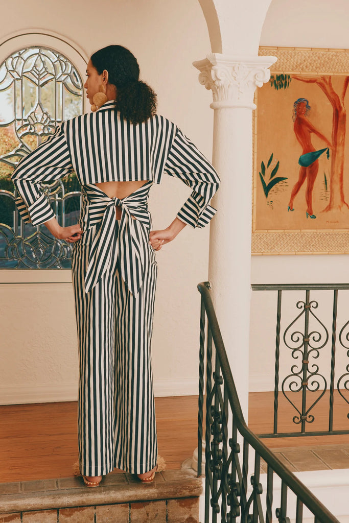 Loch Poplin Button Up Black White Stripe
