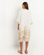 Feather Embroidered Midi Dress White Gold