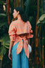 Loch Poplin Button Up Coral Cabana Stripe
