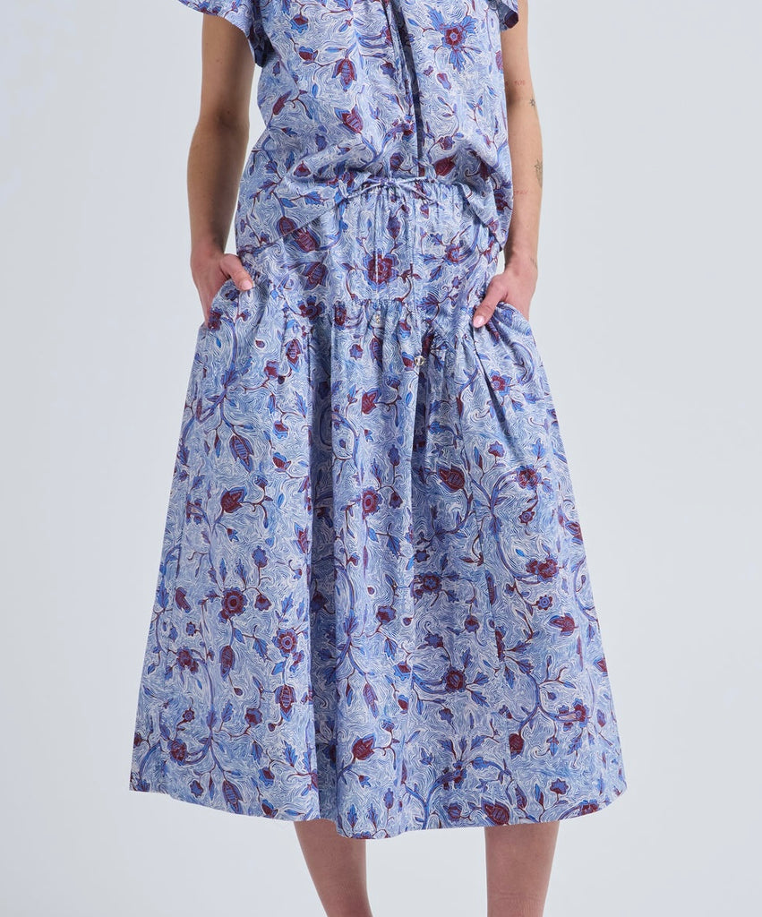 Rosen Cotton Midi Skirt Gardenia