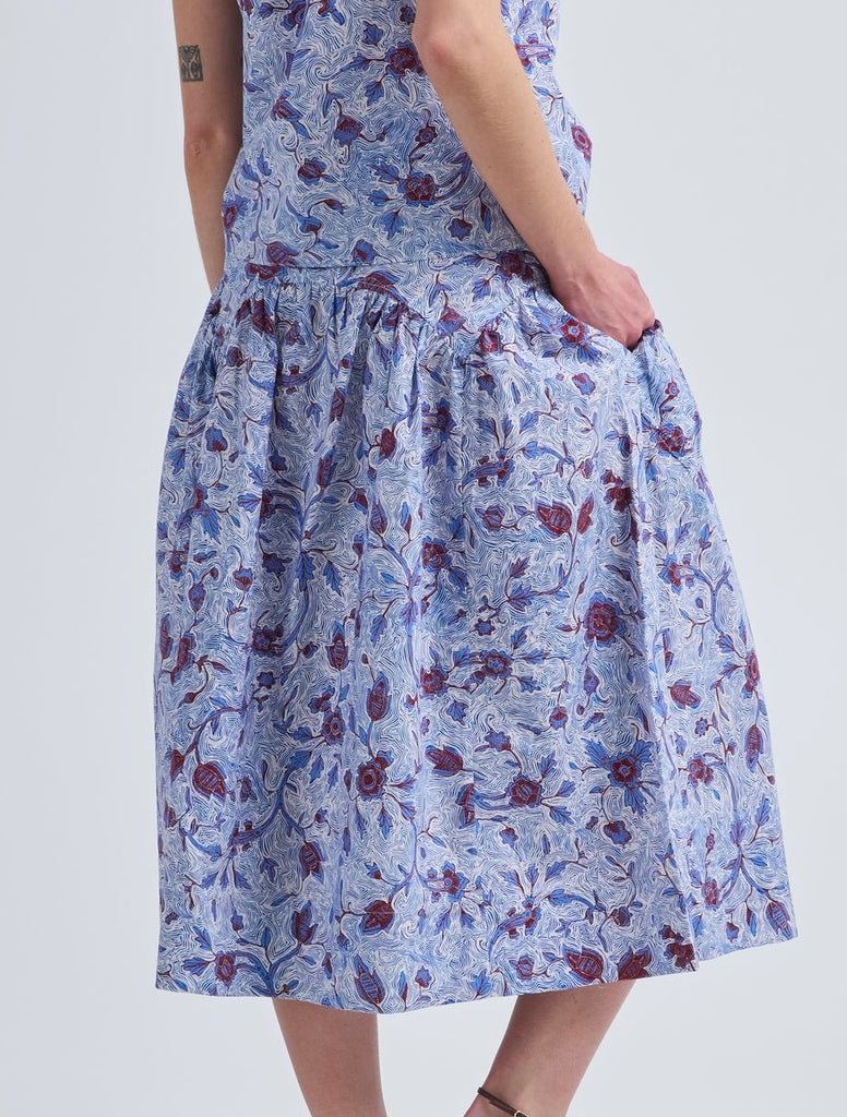 Rosen Cotton Midi Skirt Gardenia
