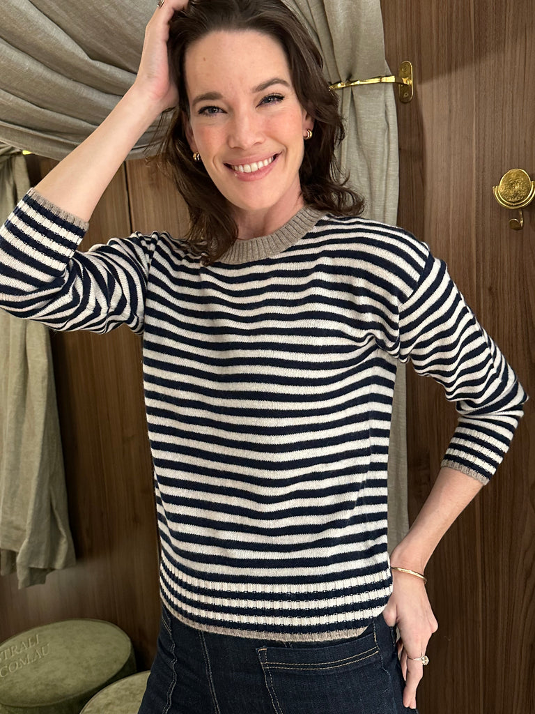 Stripe Sweater Navy Oatmeal