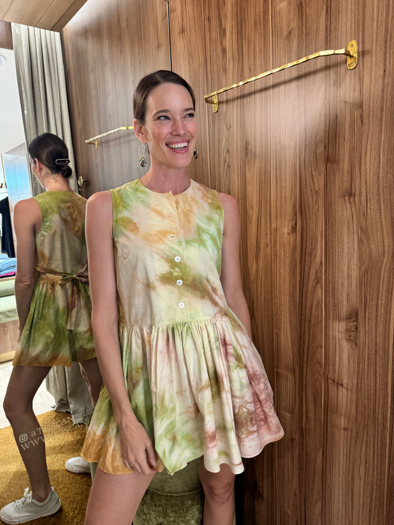 Sleeveless Cotton Mini Dress Peppermint Stripe