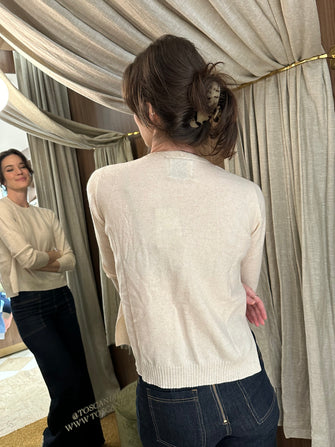 Split Hem Crew Sweater Oatmeal