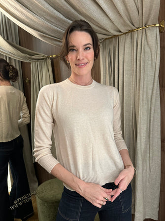 Split Hem Crew Sweater Oatmeal