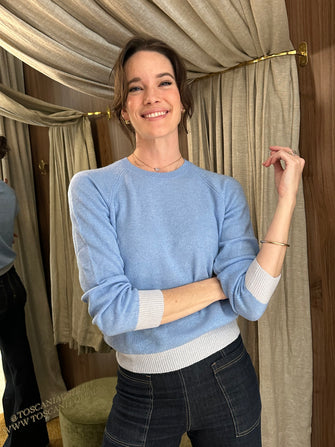 Contrast Crew Sweater Blue