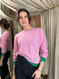 Contrast Crew Sweater Pink