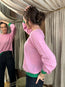 Contrast Crew Sweater Pink