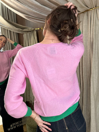 Contrast Crew Sweater Pink