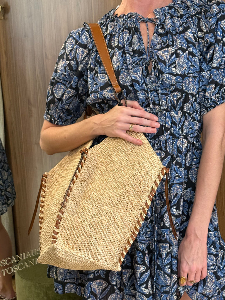 Tampa Small Raffia Cognac Bag