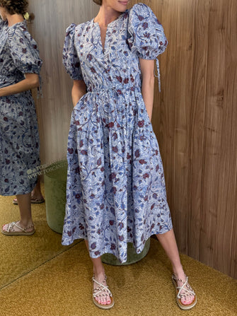 Adriana Short Sleeve Cotton Dress Gardenia