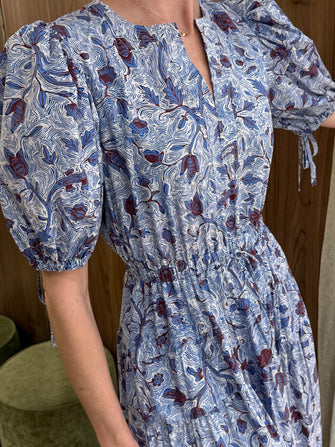 Adriana Short Sleeve Cotton Dress Gardenia