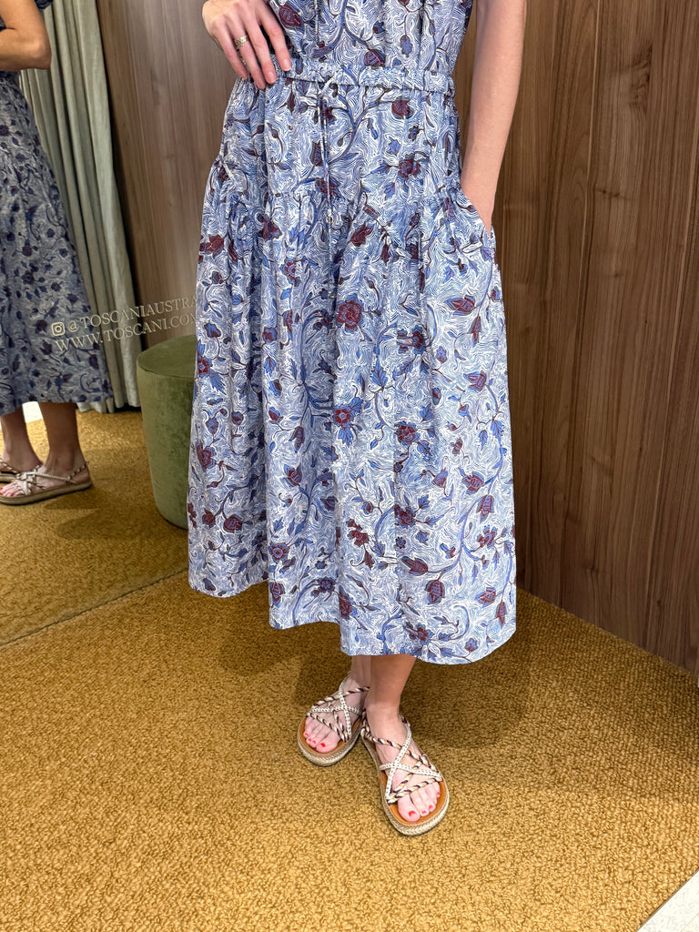 Rosen Cotton Midi Skirt Gardenia