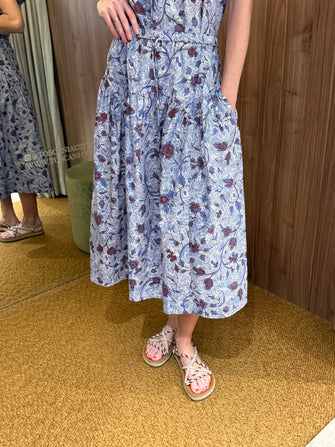 Rosen Cotton Midi Skirt Gardenia