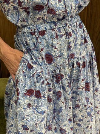 Rosen Cotton Midi Skirt Gardenia