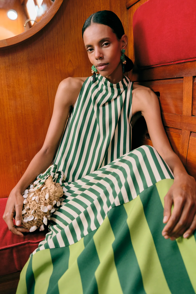 Shelly Bag Natural Green Stripe