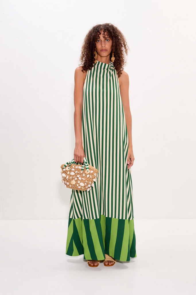 Shelly Bag Natural Green Stripe