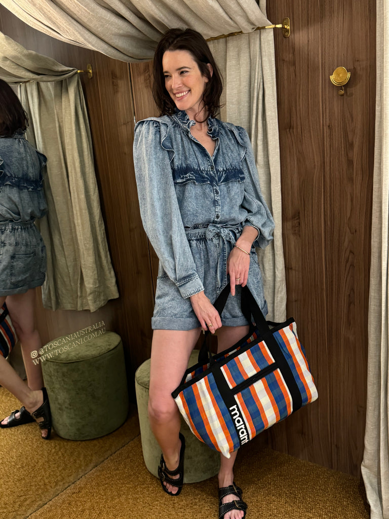 Darwen Shoulder Bag White Blue Orange