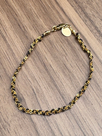 Gold Filled Threaded Chain Bracelet Black