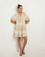 Embroidered Cotton Mini Dress White Gold