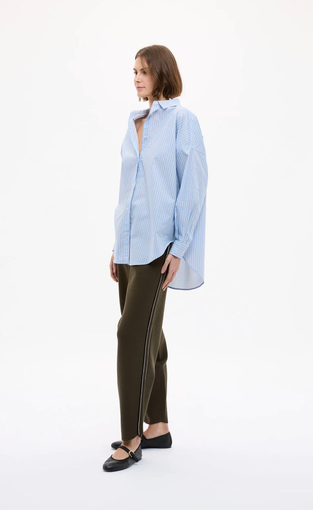Mara Oversized Stripe Shirt Sky Natural Navy
