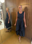 Inlay Cotton Dress Navy