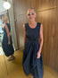 Inlay Cotton Dress Navy