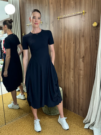 At-length Short Sleeve Dress Navy