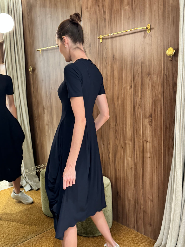 At-length Short Sleeve Dress Navy