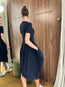 At-length Short Sleeve Dress Navy