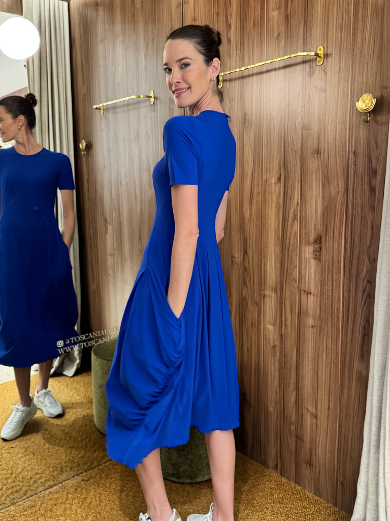 At-length Short Sleeve Dress Cobalt