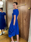 At-length Short Sleeve Dress Cobalt