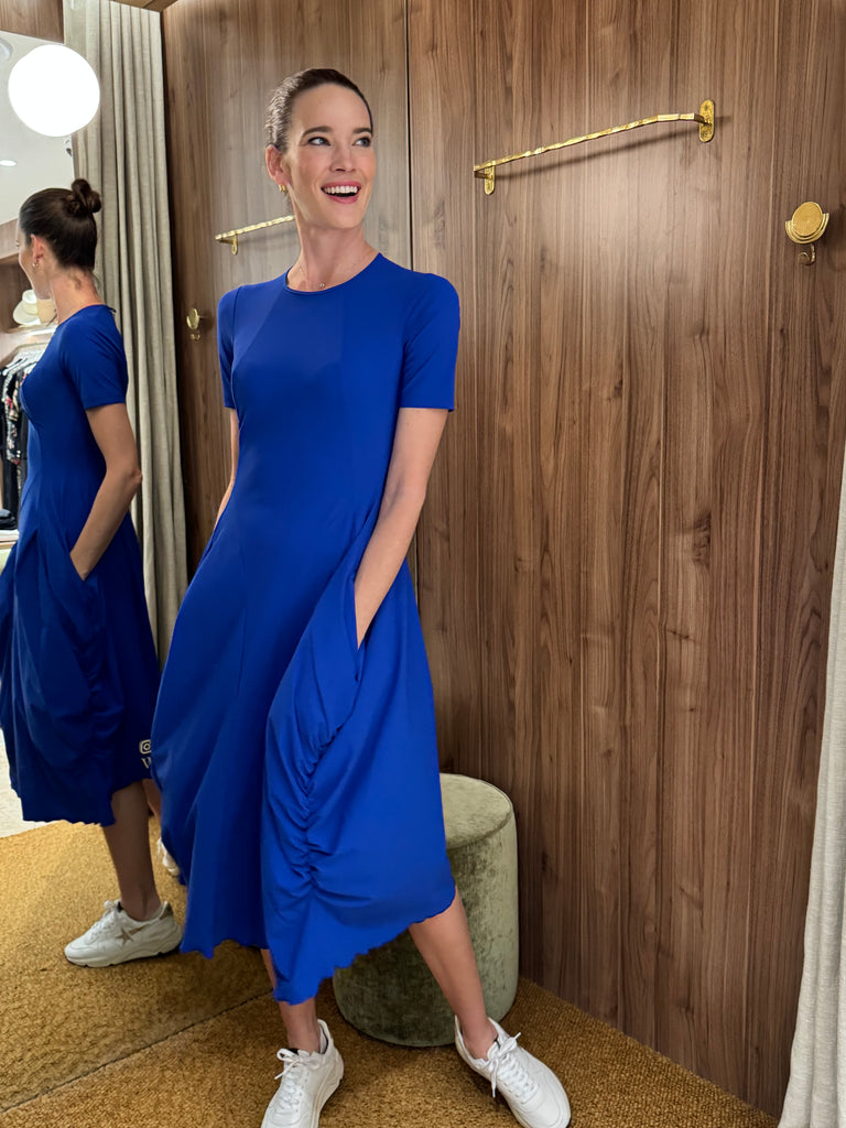 At-length Short Sleeve Dress Cobalt